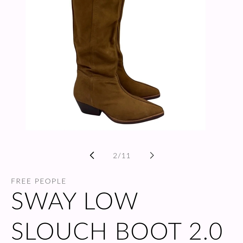๐๐Free People Brand, Brown SUEDE Sway Low Slouch Boots TRENDY ๐๐ - Picture 3 of 5